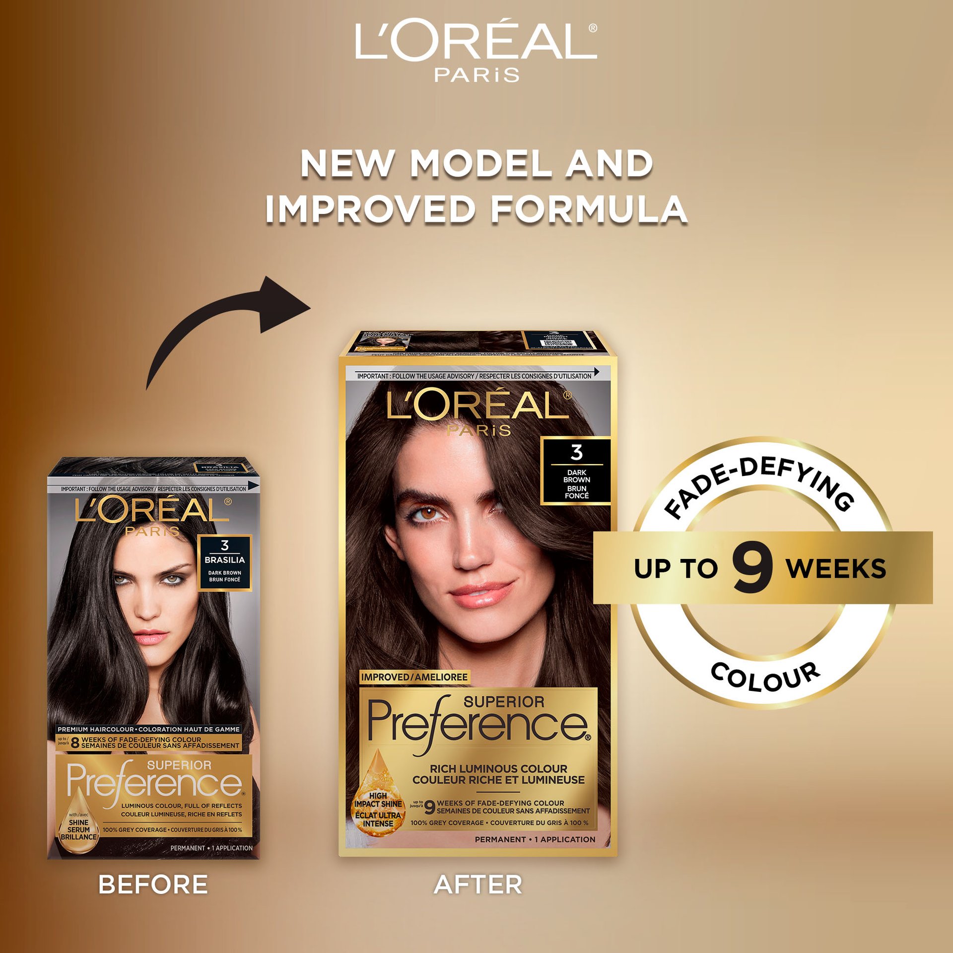 Old and new packaging of Superior Preference showcasing the new and improved formula